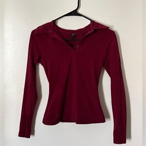Red Long Sleeve Polo